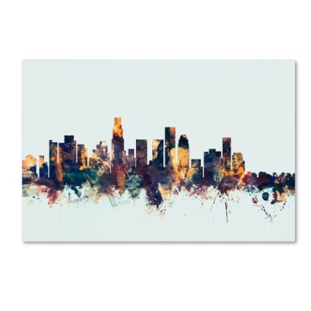 Michael Tompsett 'Los Angeles CA Skyline Blue' Canvas Art,12x19